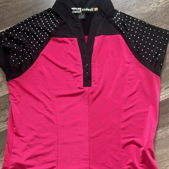 jamie sadock Tops - Jamie Sadock Pink and Black Studded Top M